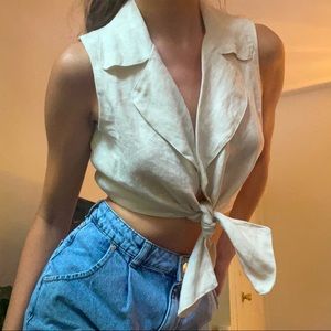 Faithfull The Brand Linen Crop Vest Top